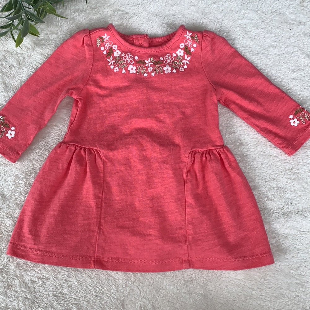 Gymboree Baby Coral Dress 3-6M Long Sleeves EUC